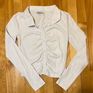 Zara ribbed cropped button up